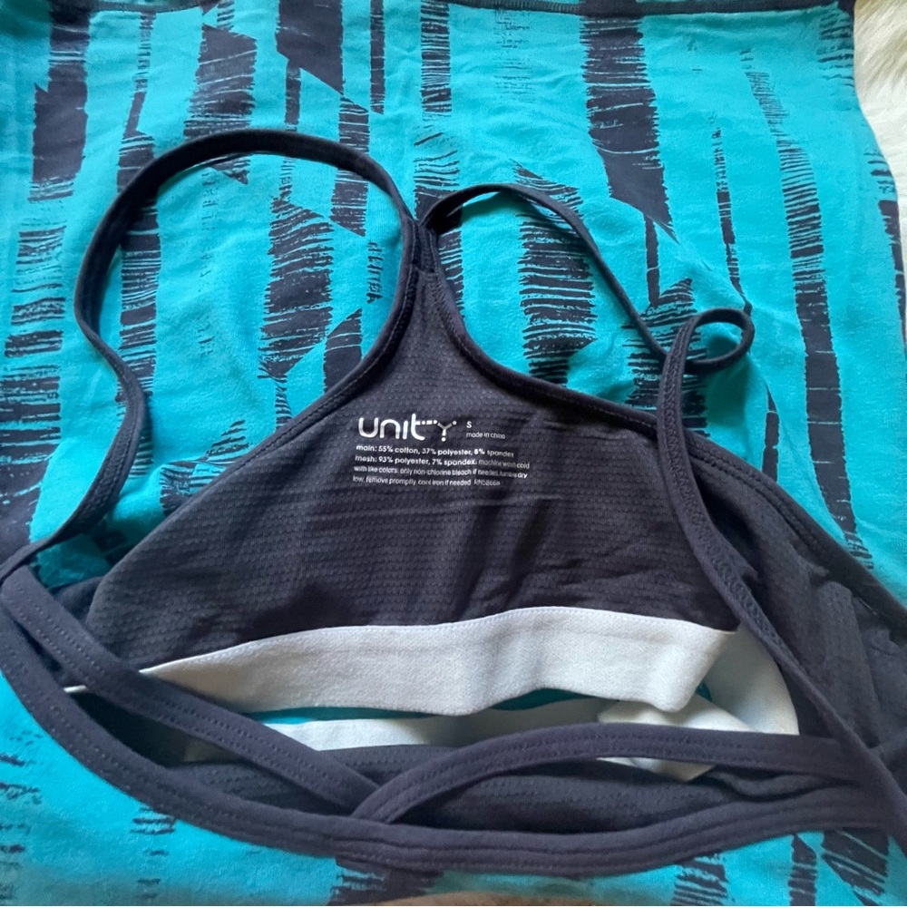 Unity ~ Turquoise/Gray Abstract Print Workout Set ~ S - Picture 4 of 8
